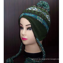 Custom Muster New Asian Style Gestrickte Beanie Hut mit Earflap (1-2272 / 73/74/76)